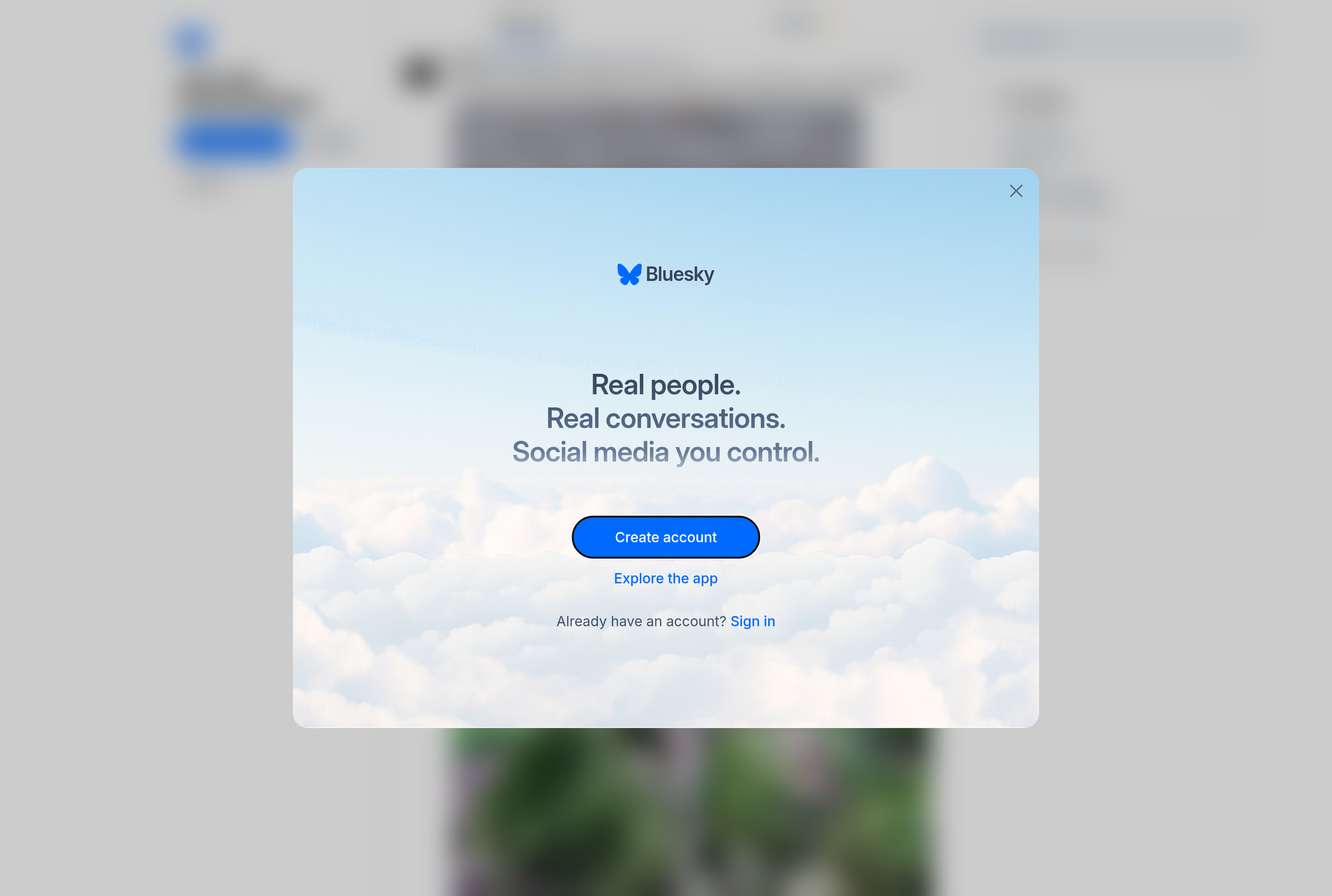Screenshot of Bluesky