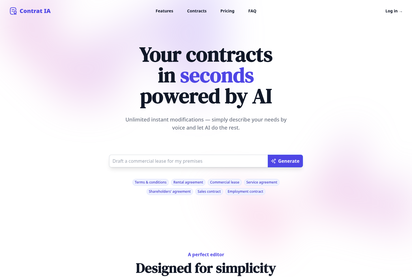 Screenshot of Contrat IA