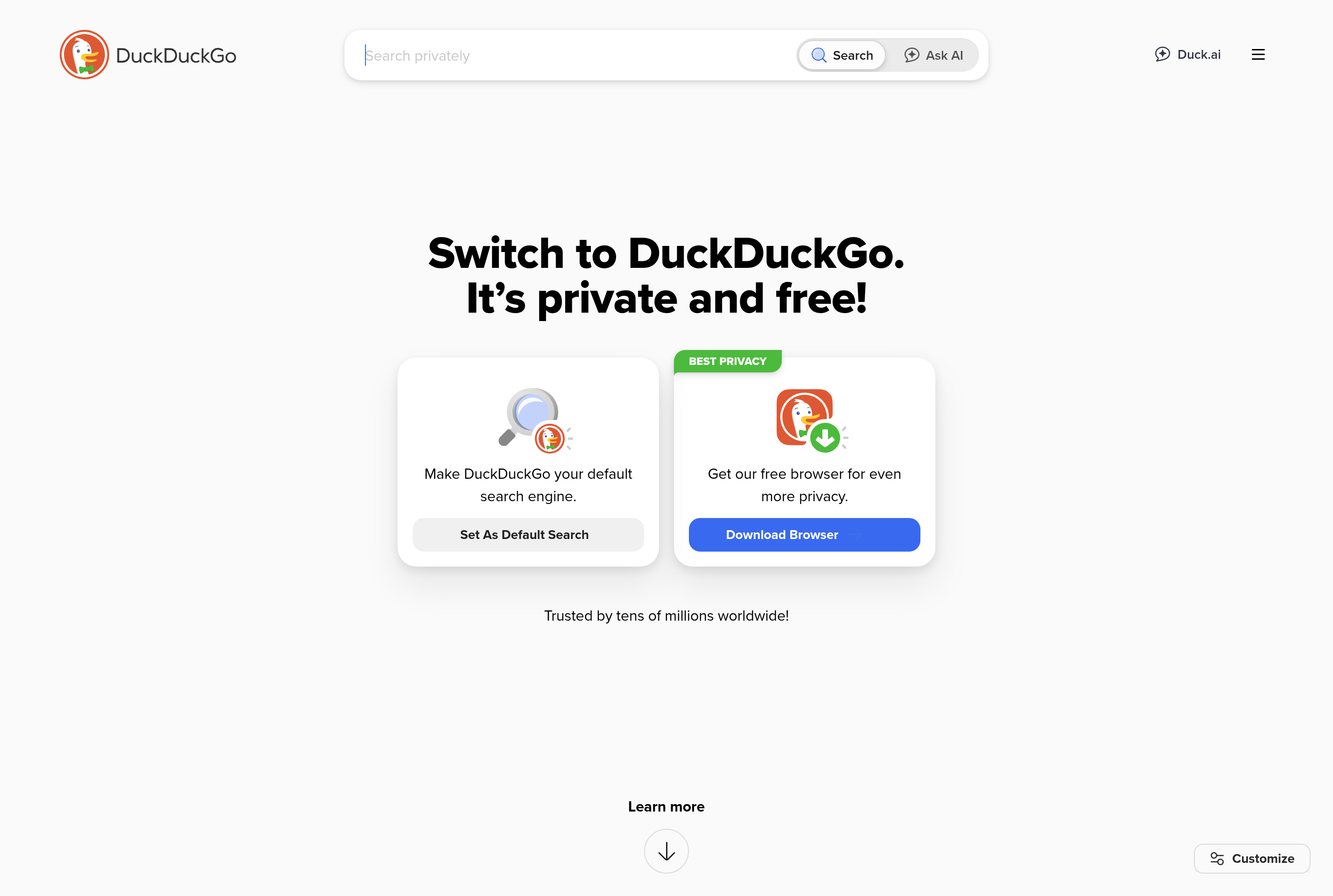 Screenshot of DuckDuckGo