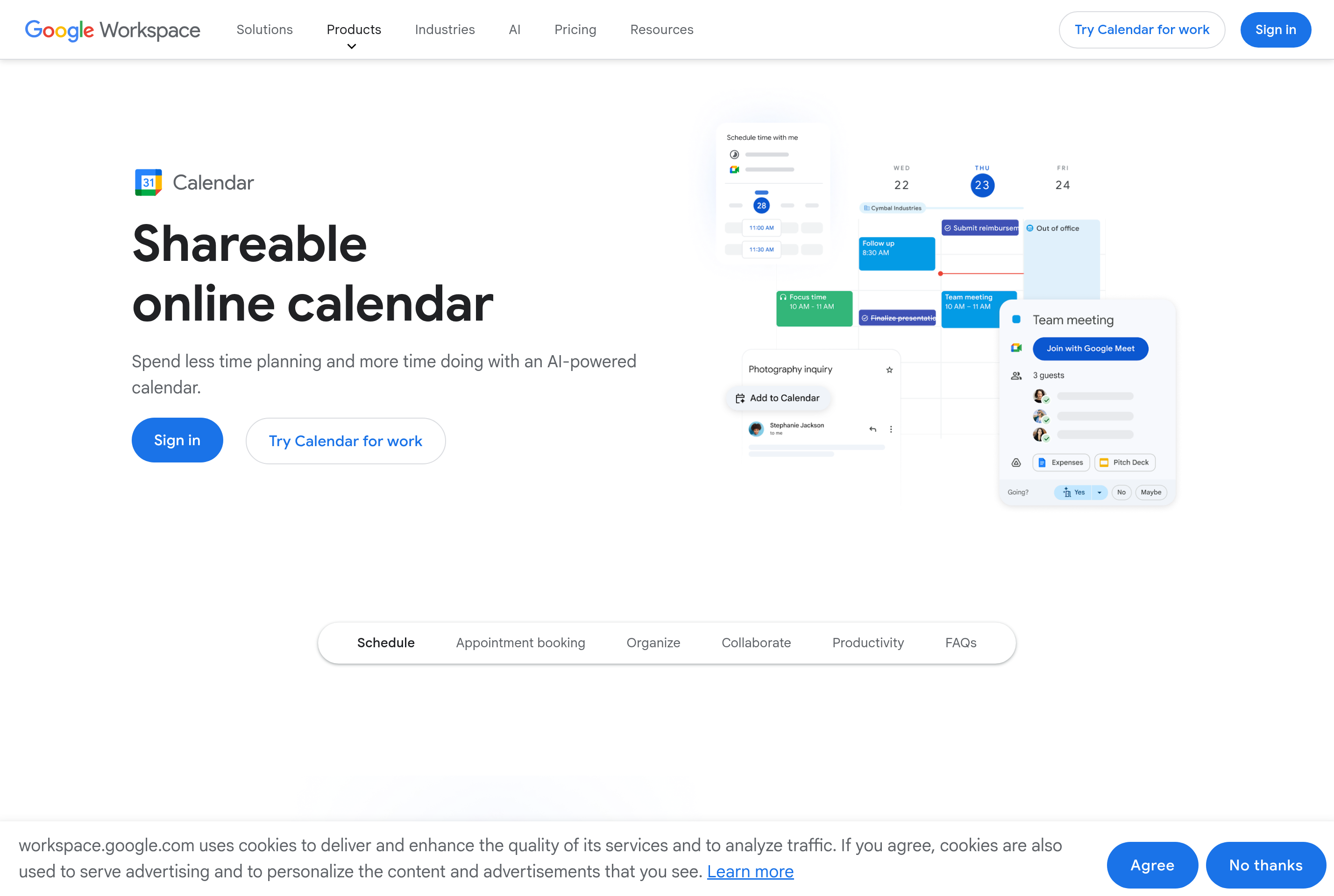 Screenshot of Google Calendar