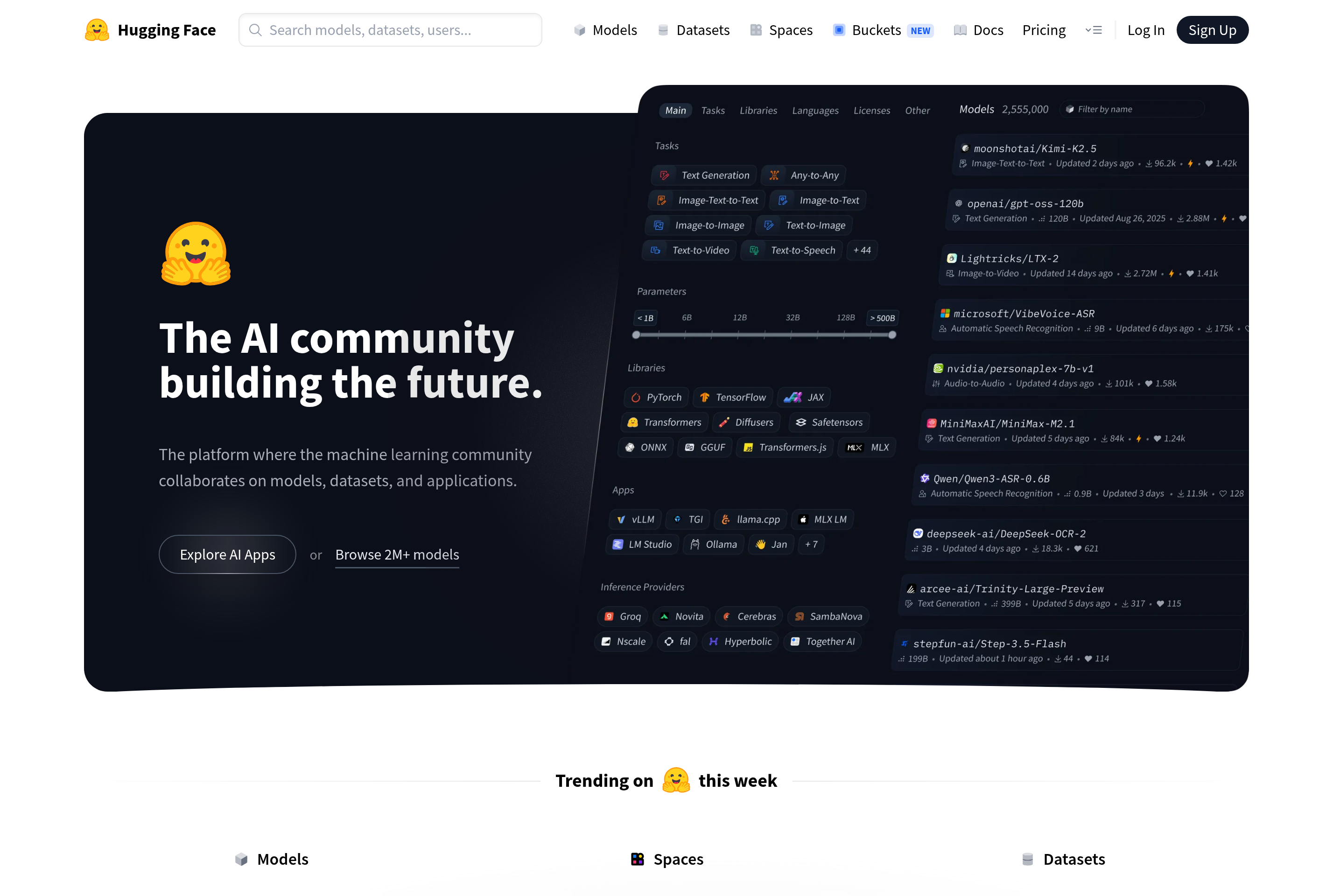 Screenshot of Hugging Face