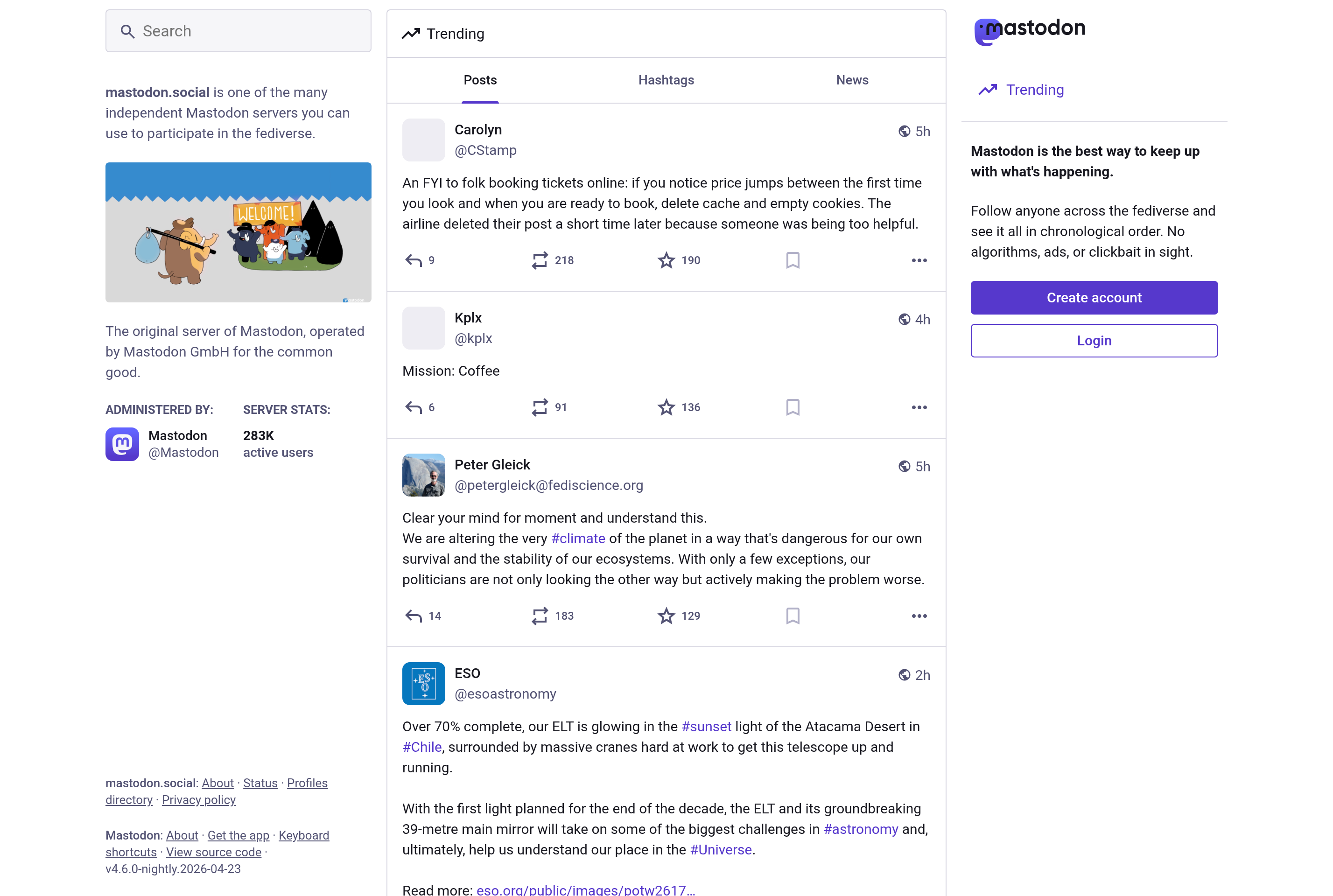 Screenshot of Mastodon