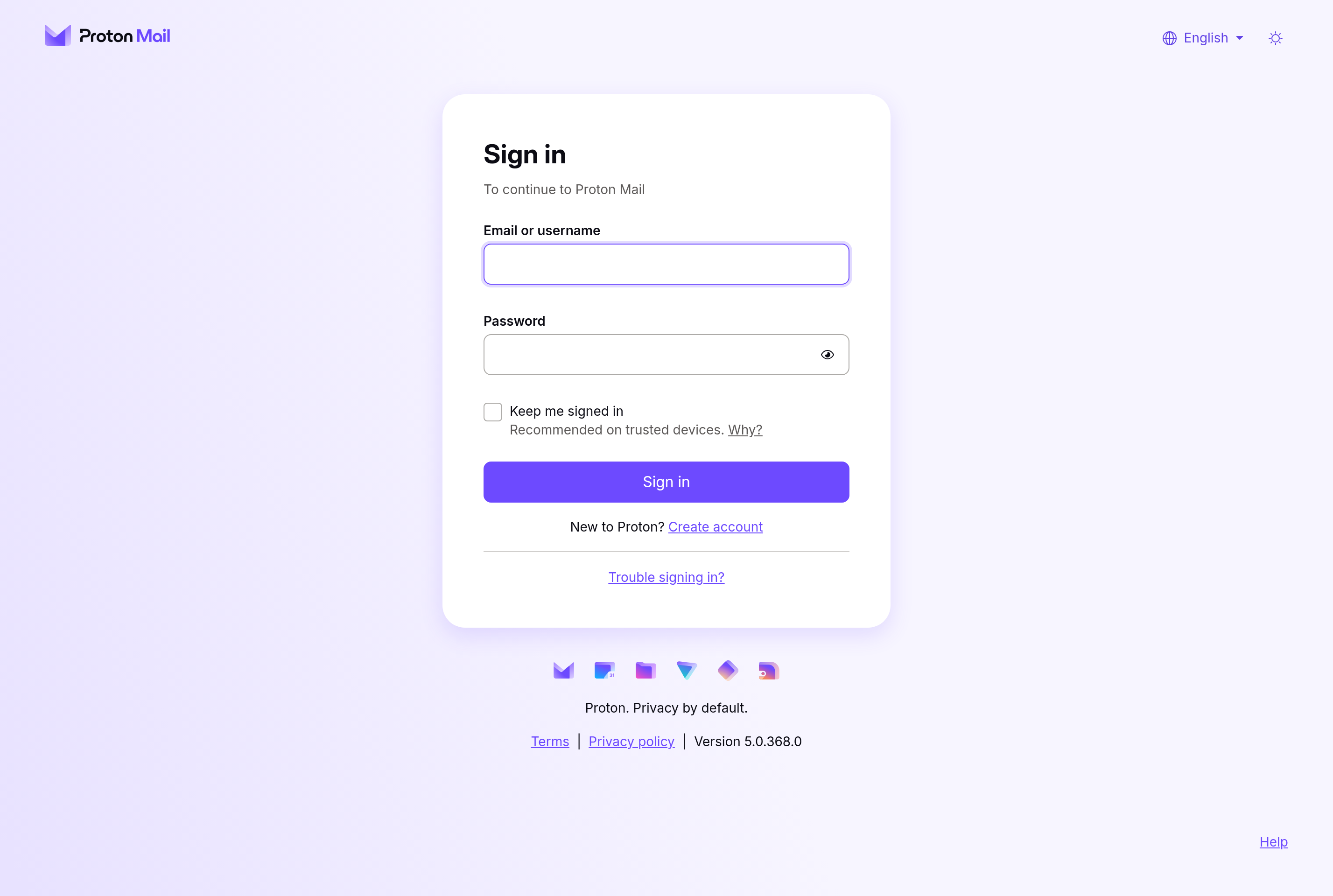 Screenshot of Proton Mail