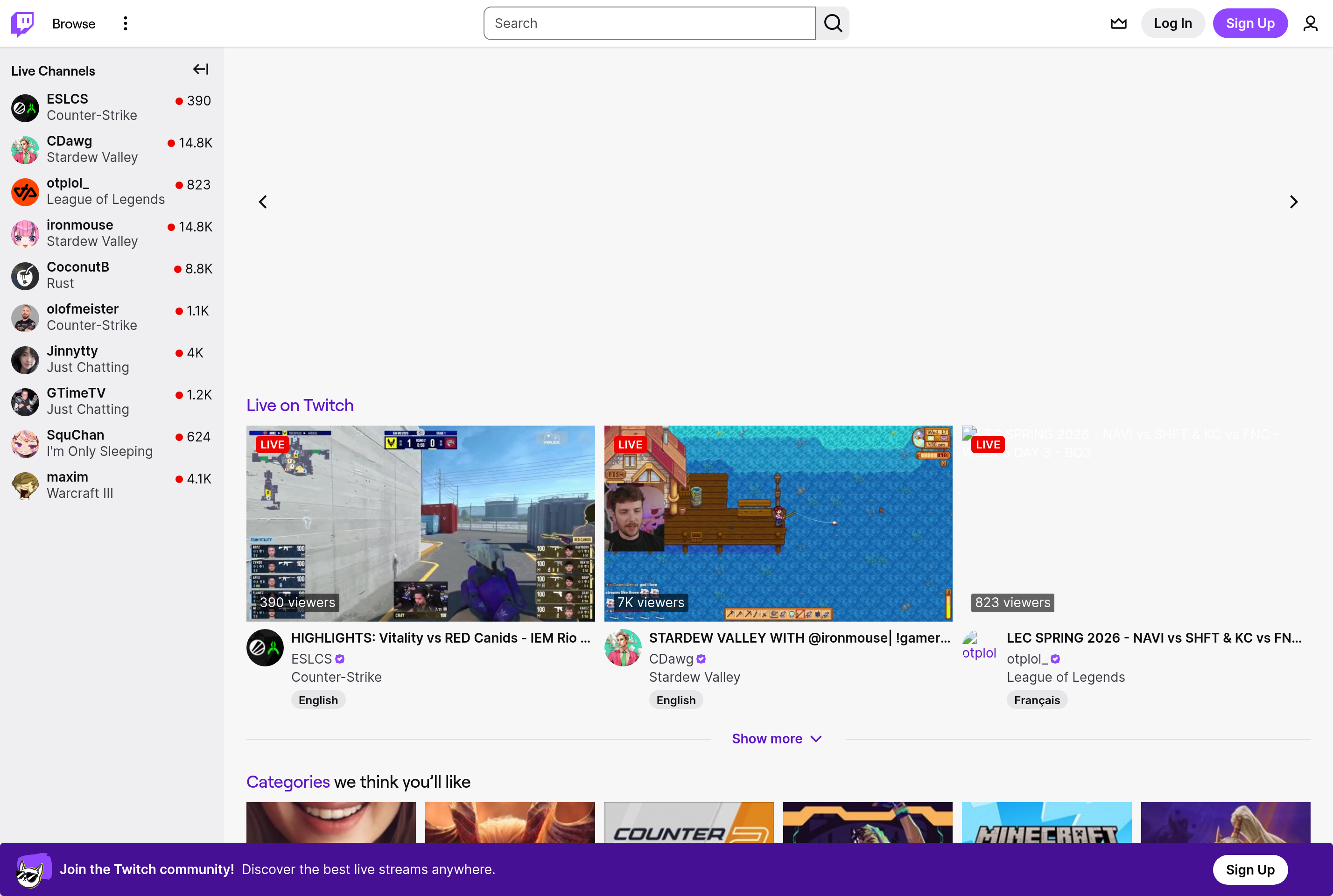 Screenshot of Twitch