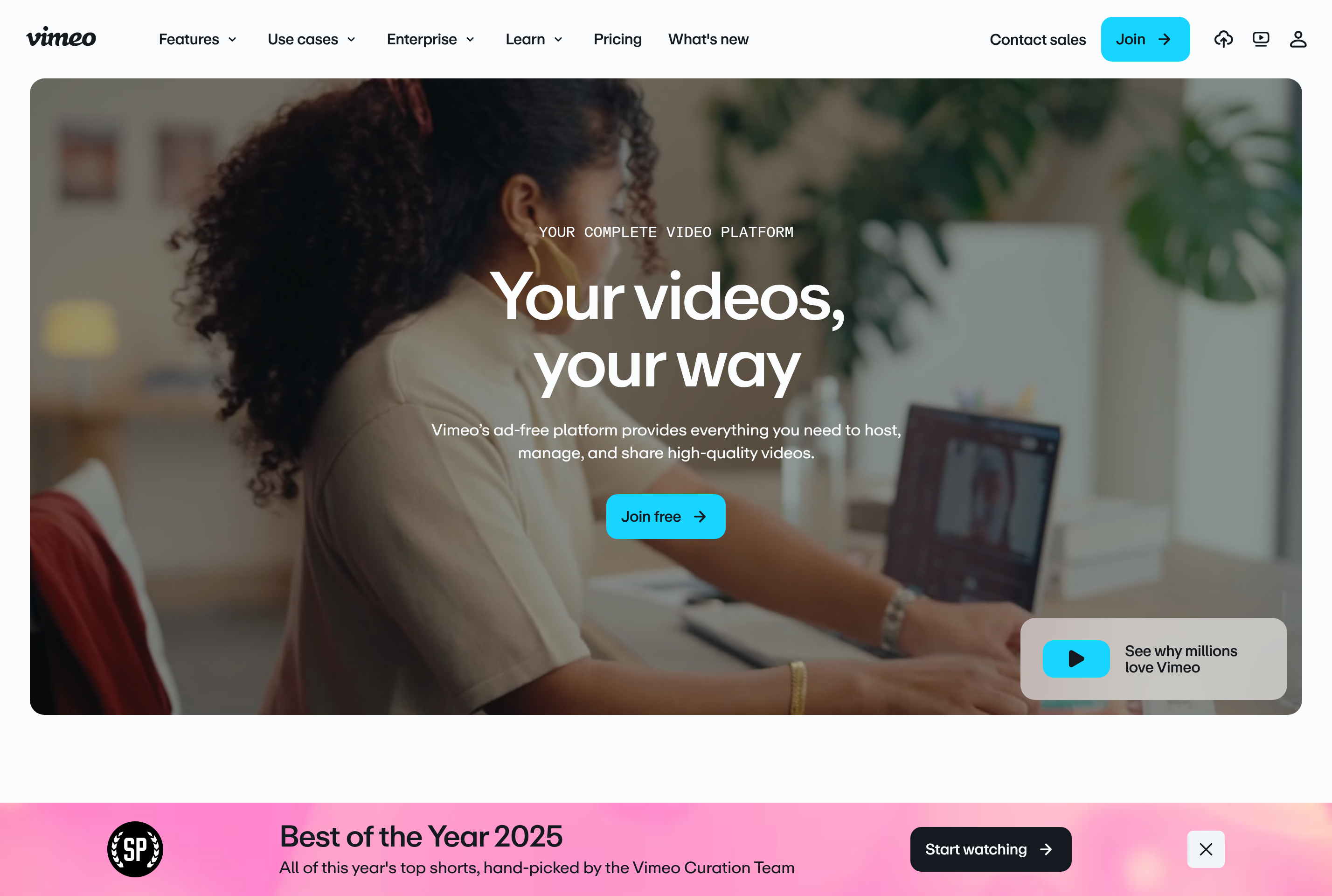 Screenshot of Vimeo